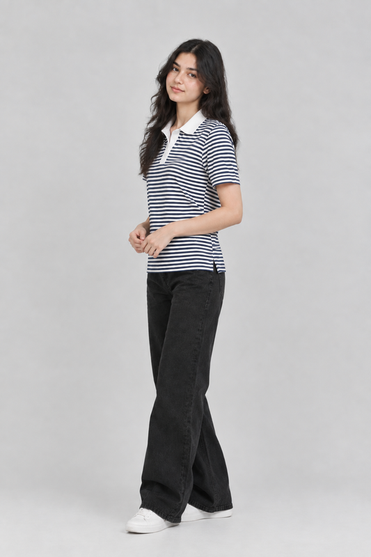 Navy Stripe Polo Shirt