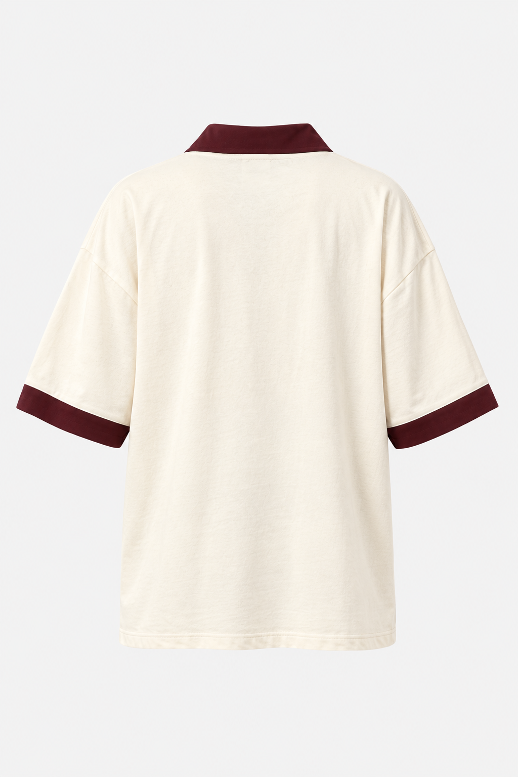 Cream Maroon-Trim Oversized Polo