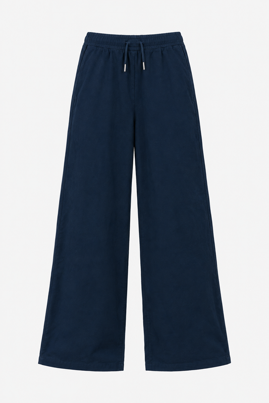 Navy Wide-Leg Trousers
