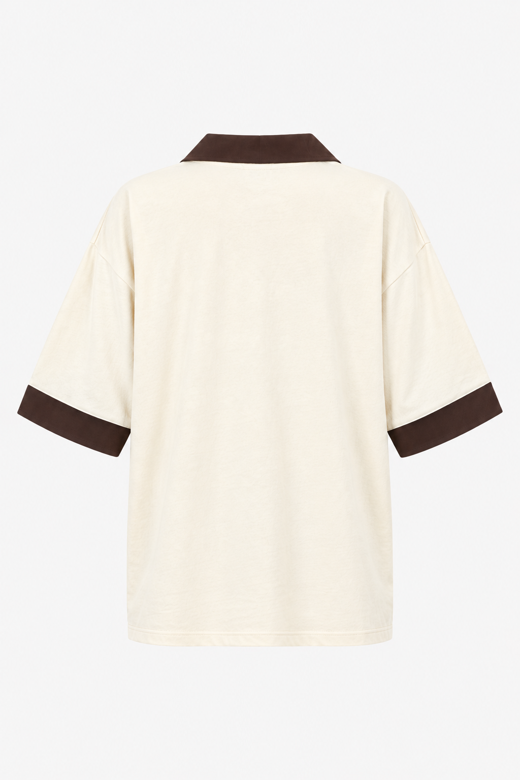 Cream Brown-Trim Oversized Polo