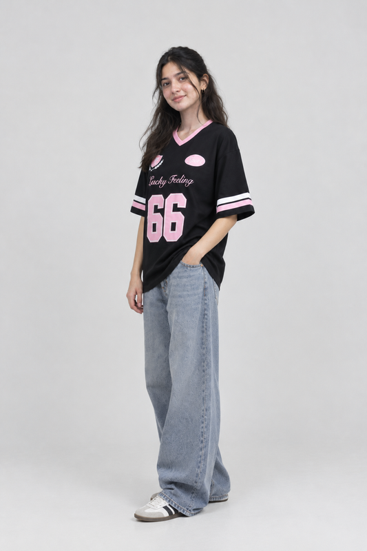 Lucky Feeling 66 Jersey Tee - Black