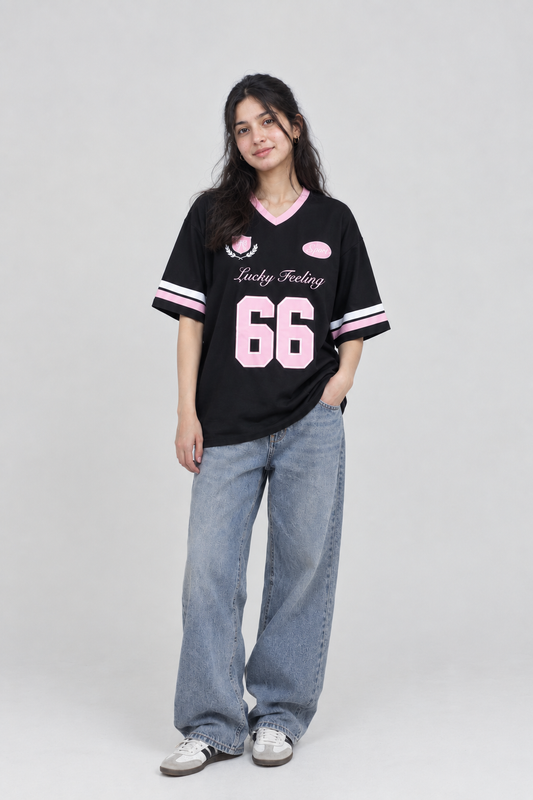 Lucky Feeling 66 Jersey Tee - Black